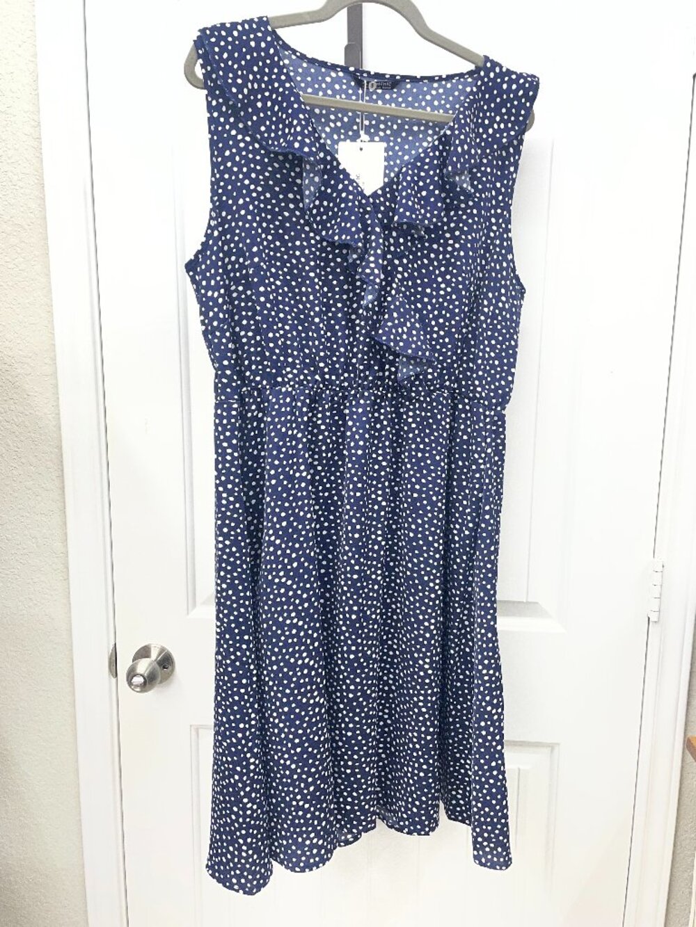 NEW BloomChic Navy Polka Dot Sleeveless Dress Plus Size 1X